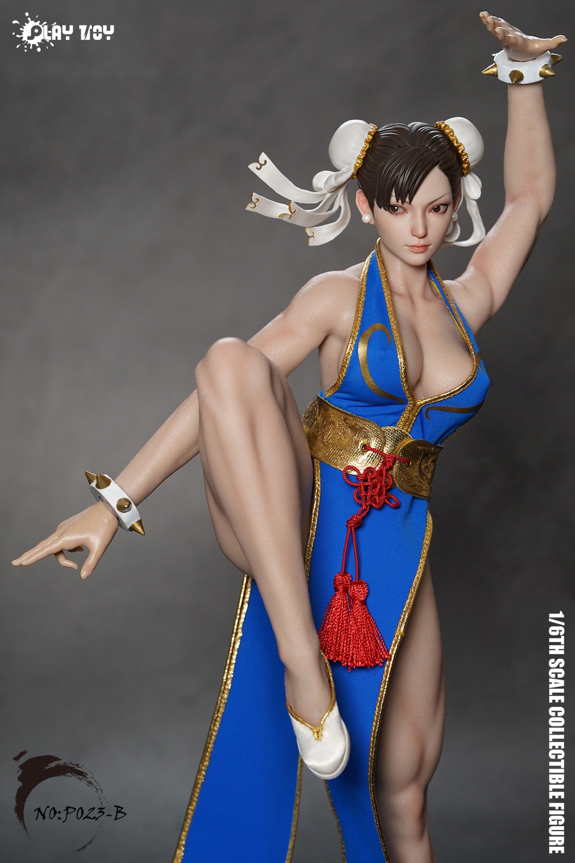 【Preorder】Play Toy Combat Godness Street Fighter Chun Li 1/6 Scale Figure (Blue Suit)  P023B - ToyFury