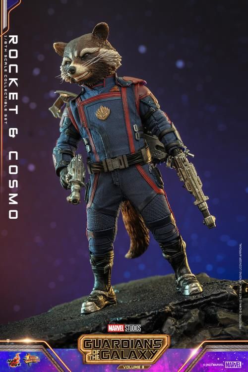 HOTTOYS MMS708 Guardians of the Galaxy Vol. 3 Rocket and Cosmo 1/6th Scale Collectible Figure Set