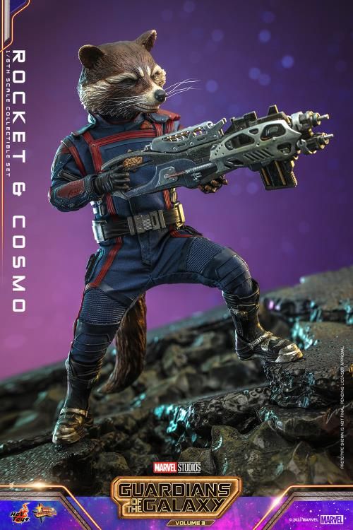 HOTTOYS MMS708 Guardians of the Galaxy Vol. 3 Rocket and Cosmo 1/6th Scale Collectible Figure Set