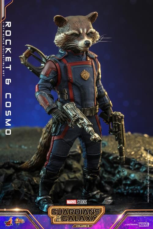 HOTTOYS MMS708 Guardians of the Galaxy Vol. 3 Rocket and Cosmo 1/6th Scale Collectible Figure Set