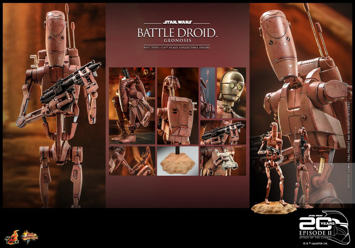 Hot Toys Star Wars Attact of The Clones 1/6 Battle Droid Geonosis MMS649 - ToyFury