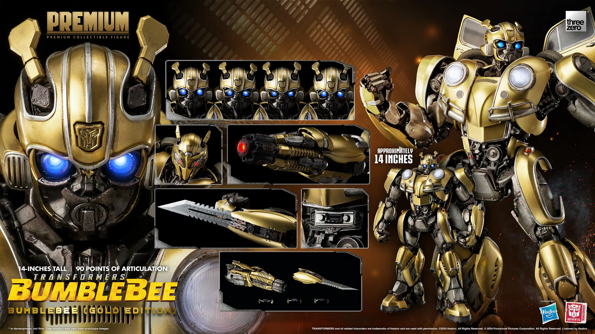 Threezero 3Z0809 Transformers: PREMIUM Bumblebee (Gold Edition)